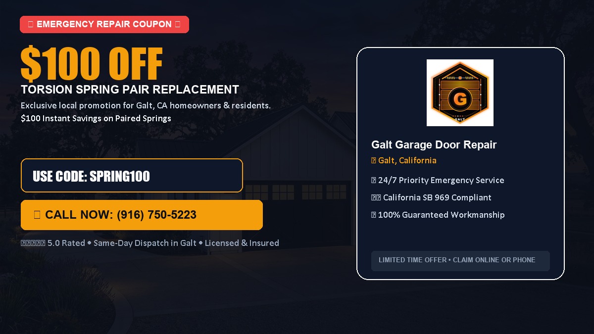 $100 OFF Heavy-Duty Torsion Spring Pair Replacement in Galt, CA